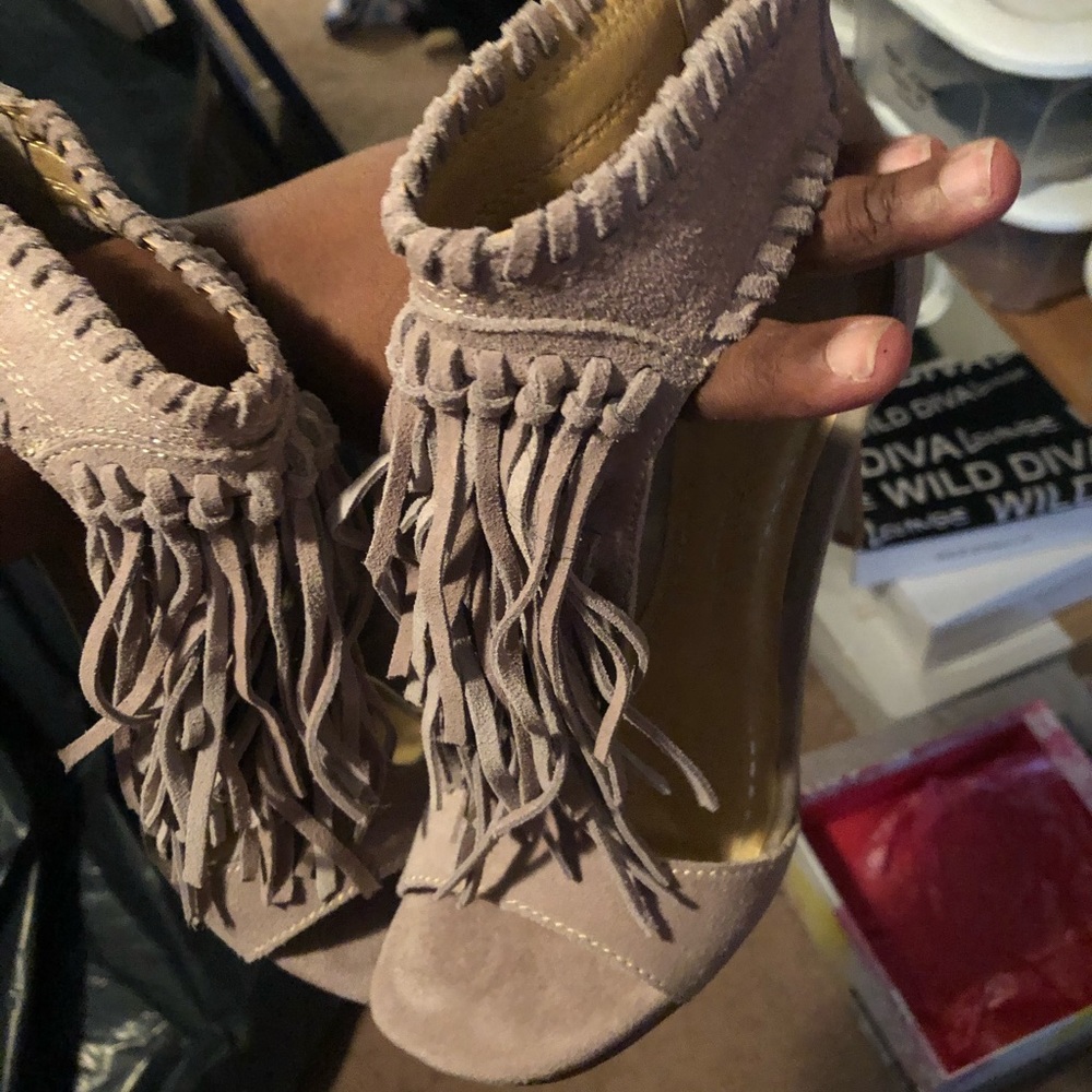 Taupe heel sandals worn once